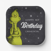 Grinch Chalkboard Geburtstag Pappteller (Vorderseite)