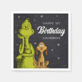 Grinch Chalkboard Geburtstag Serviette (Vorderseite)