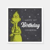 Grinch Chalkboard Geburtstag Serviette (Vorderseite)
