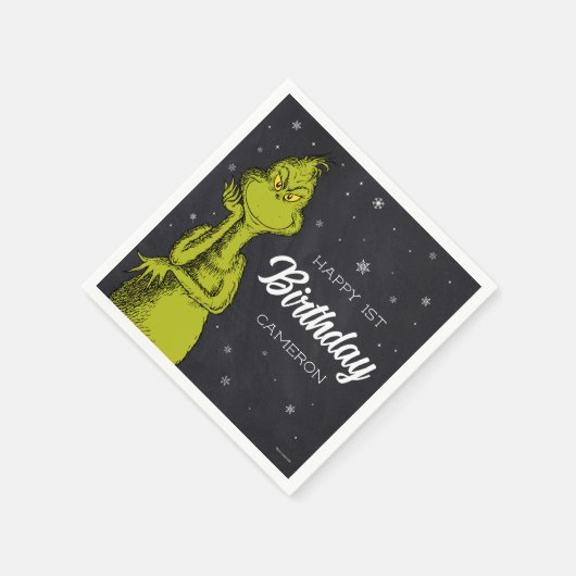 Grinch Chalkboard Geburtstag Serviette (Ecke)