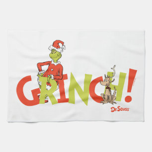 Grinch! Charakter-Logo-Grafik Geschirrtuch