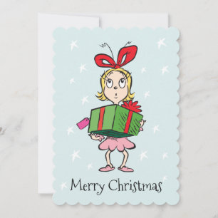 Grinch Cindy-Lou Who - Geschenk haltend Feiertagskarte
