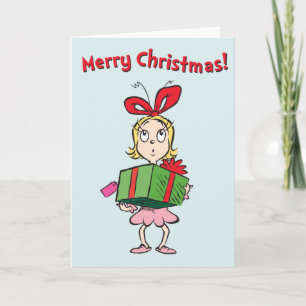 Grinch Cindy-Lou Who - Geschenk haltend Feiertagskarte