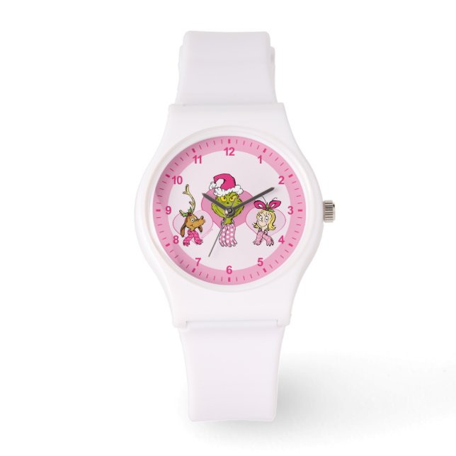 Grinch Crew in Pink Valentine's Portrait Armbanduhr (Vorderseite)