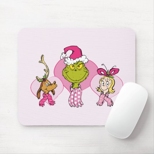 Grinch Crew in Pink Valentine's Portrait Mousepad (Mit Mouse)
