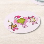 Grinch Crew in Pink Valentine's Portrait Runder Pappuntersetzer (Angewinkelt)
