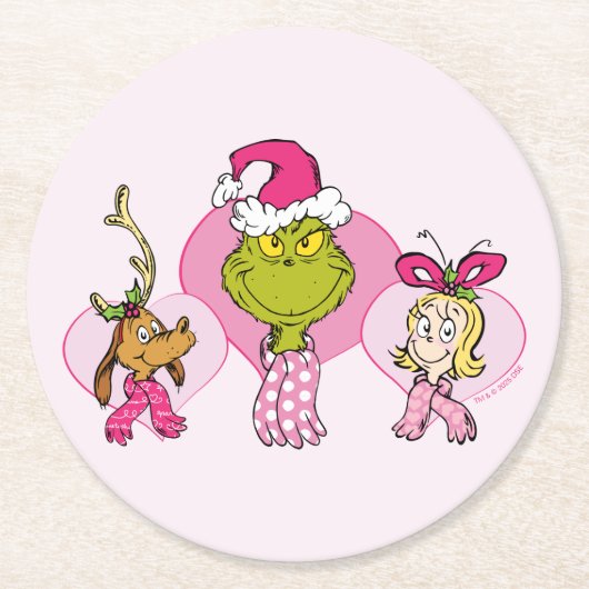 Grinch Crew in Pink Valentine's Portrait Runder Pappuntersetzer (Vorderseite)