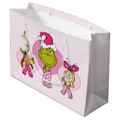 Grinch-Crew in rosa-valentinsbildnis Große Geschenktüte (Rückseite Schrägansicht)
