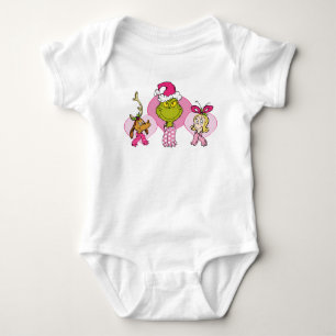 Grinch-Crew in rosa Valentinsporträt Baby Strampler
