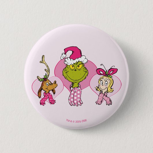 Grinch-Crew in rosa Valentinsporträt Button (Vorderseite)