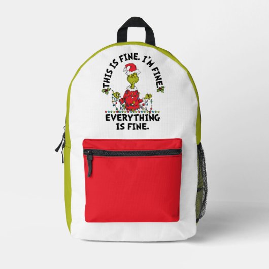 Grinch | Everything is Fine Bedruckter Rucksack (Vorderseite)