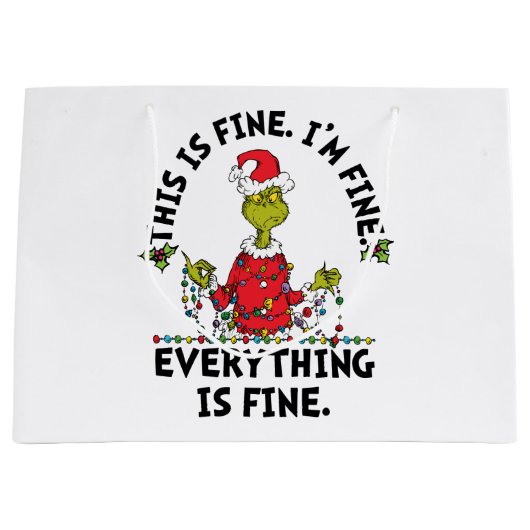Grinch | Everything is Fine Große Geschenktüte (Vorderseite)