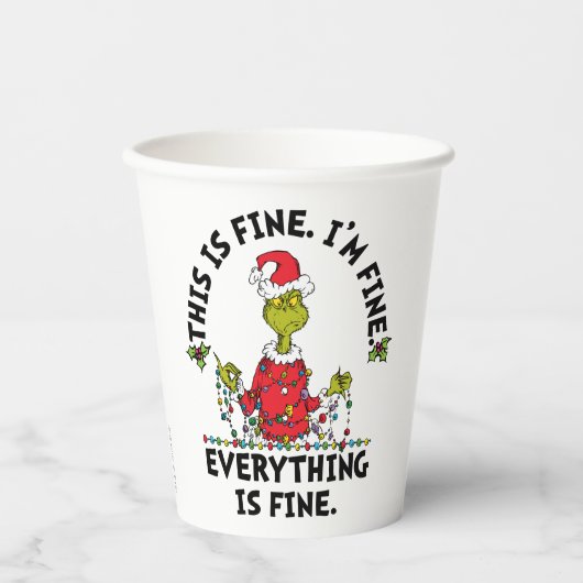 Grinch | Everything is Fine Pappbecher (Vorderseite)