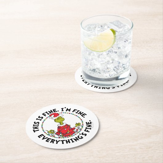 Grinch | Everything's Fine Runder Pappuntersetzer (Vor Ort)