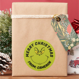 Grinch Face   Frohe Weihnachten Runder Aufkleber