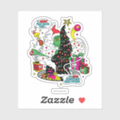 Grinch farbenfrohe Weihnachtsgrafik Aufkleber (Blatt)