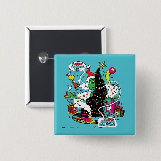 Grinch farbenfrohe Weihnachtsgrafik Button (Vorne & Hinten)