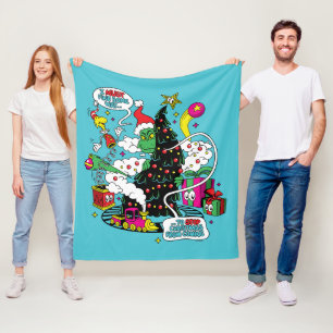 Grinch farbenfrohe Weihnachtsgrafik Fleecedecke