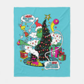 Grinch farbenfrohe Weihnachtsgrafik Fleecedecke (Vorderseite)