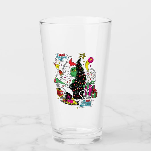 Grinch farbenfrohe Weihnachtsgrafik Glas (Vorderseite)