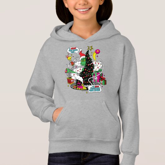 Grinch farbenfrohe Weihnachtsgrafik Hoodie (Vorderseite)