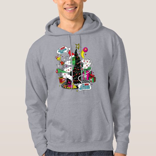 Grinch farbenfrohe Weihnachtsgrafik Hoodie (Vorderseite)