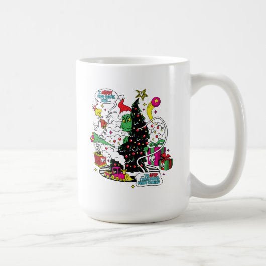 Grinch farbenfrohe Weihnachtsgrafik Kaffeetasse (Rechts)