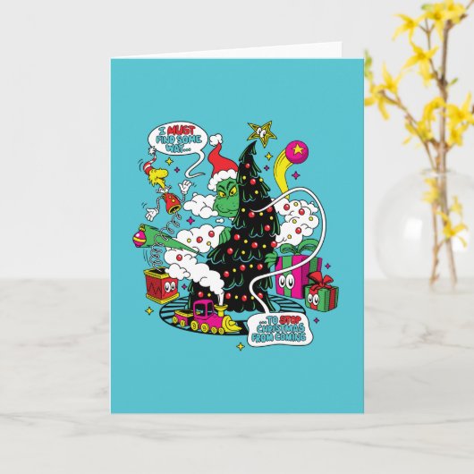 Grinch farbenfrohe Weihnachtsgrafik Karte (Gelbe Blume)