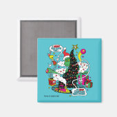 Grinch farbenfrohe Weihnachtsgrafik Magnet (Vorderseite/Rückseite)
