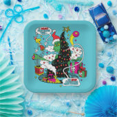 Grinch farbenfrohe Weihnachtsgrafik Pappteller (Party)