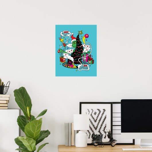 Grinch farbenfrohe Weihnachtsgrafik Poster (Heimbüro)