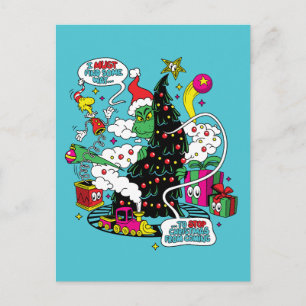 Grinch farbenfrohe Weihnachtsgrafik Postkarte
