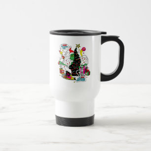 Grinch farbenfrohe Weihnachtsgrafik Reisebecher