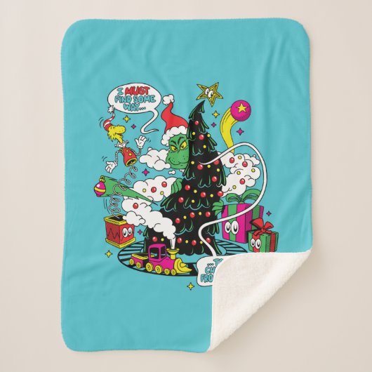 Grinch farbenfrohe Weihnachtsgrafik Sherpadecke (Vorderseite)