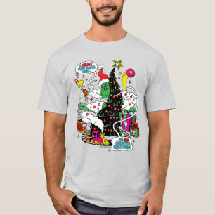 Grinch farbenfrohe Weihnachtsgrafik T-Shirt