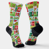 Grinch Frohe Grinchmas Muster Socken (Gewinkelt)