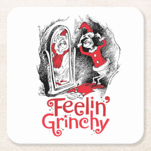 Grinch Fühlen sich grinchy Rechteckiger Pappuntersetzer