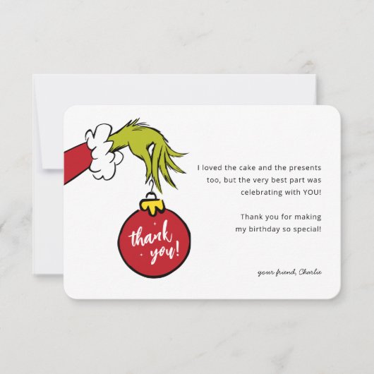 Grinch Gemein One Geburtstag Danke (Vorderseite)