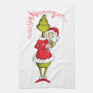 Grinch hält Cindy Lou Who Geschirrtuch