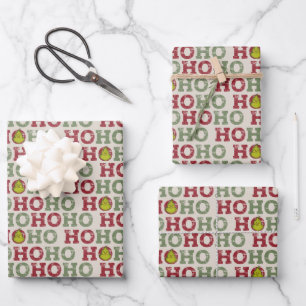 Grinch Ho Ho Ho Muster Geschenkpapier Set