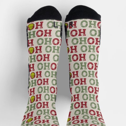 Grinch Ho Ho Ho Muster Socken (Oben)