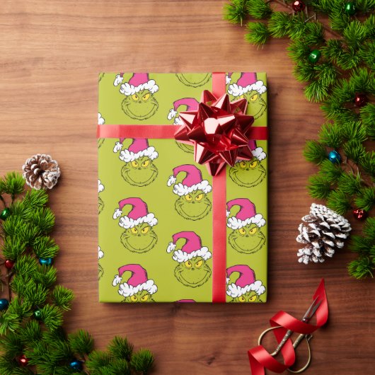 Grinch in Pink Santa Hat Geschenkpapier (Feiertagsgeschenk)