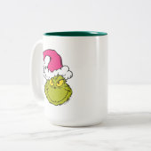 Grinch in Pink Santa Hat Zweifarbige Tasse (Vorderseite Links)