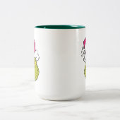Grinch in Pink Santa Hat Zweifarbige Tasse (Mittel)