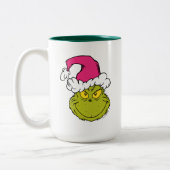 Grinch in Pink Santa Hat Zweifarbige Tasse (Links)