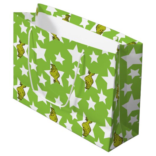 Grinch-Luaga-Sternenmuster Große Geschenktüte (Vorderseite Schrägansicht)