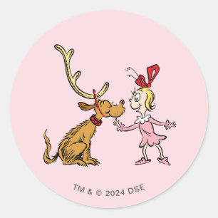 Grinch Max & Cindy Lou Who Runder Aufkleber