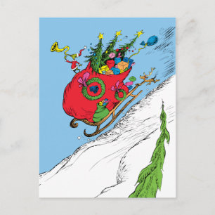 Grinch & Max Flucht-Schlitten Postkarte