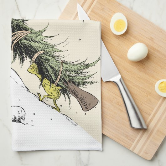 Grinch & Max Return the Christmas Tree Geschirrtuch (Viertel Falte)