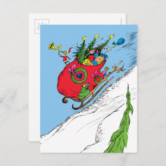 Grinch & Max Runaway Sleigh Postkarte (Vorne/Hinten)